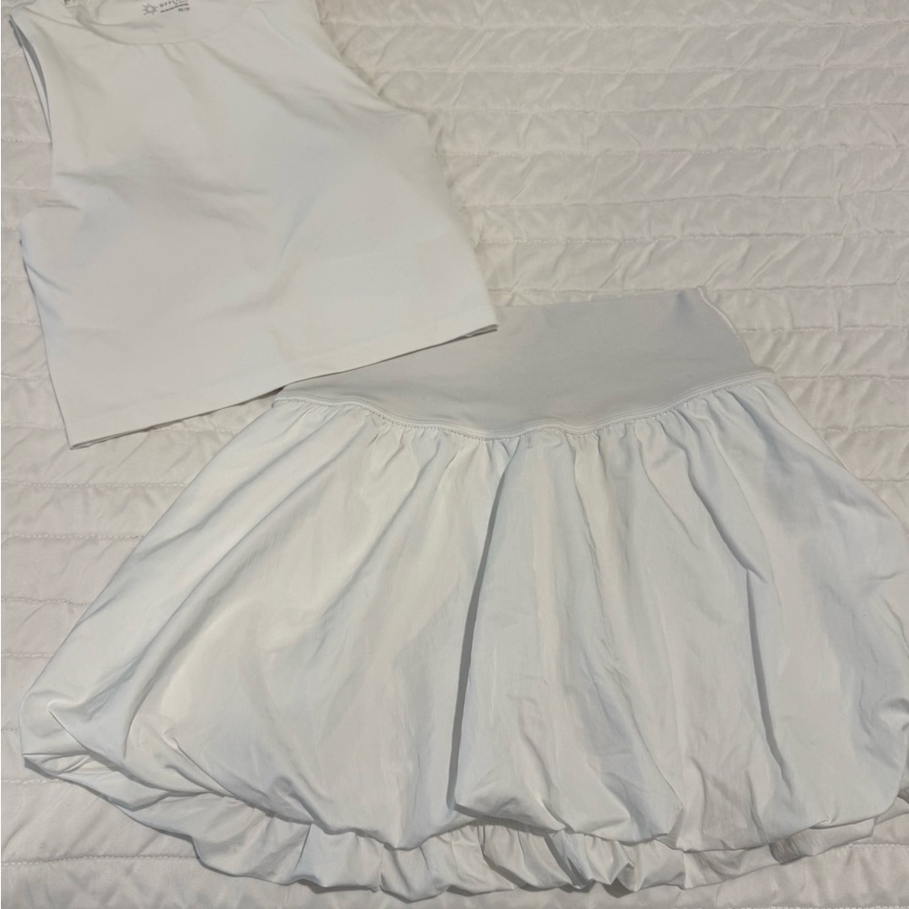 aerie White Bubble Skirt - Flared Skater Style